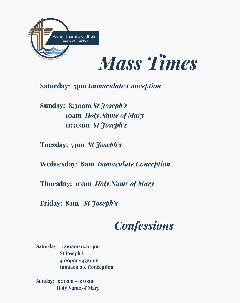 Mass Times & Information Avon Thames Catholic Family of Parishes